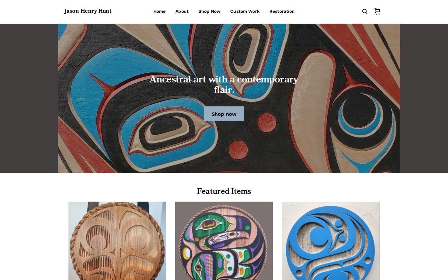 Jason Henry Hunt's old Square Online homepage on desktop